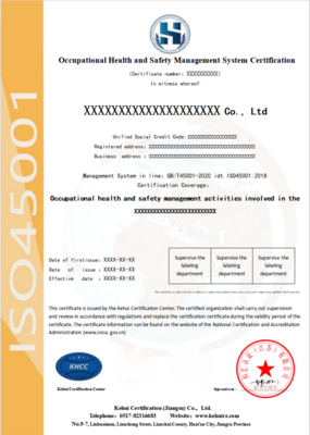 iso45001证书英文版