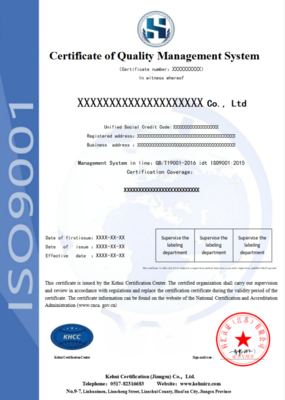 iso9001证书英文版