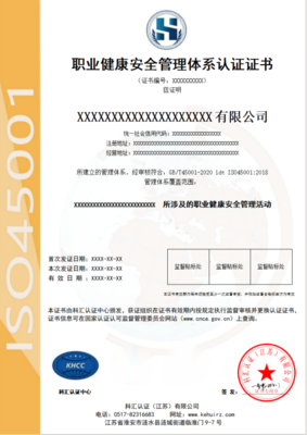 iso45001证书中文版